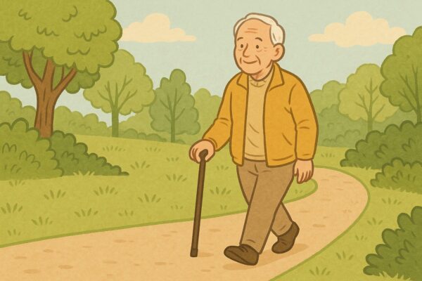 혼자 산책을 하고 있는 사람